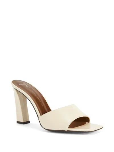 Giuseppe Zanotti 90mm Talia Square-toe Mules In Neutrals