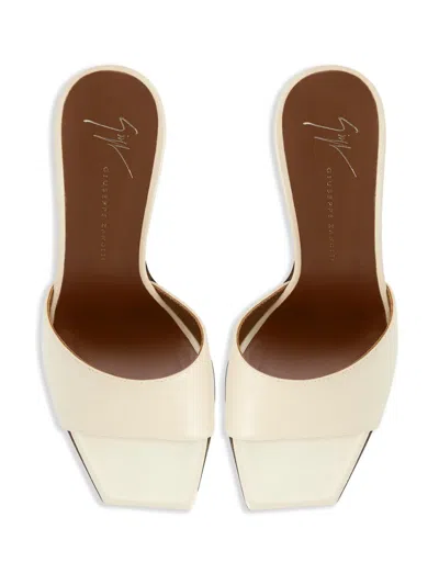 Giuseppe Zanotti 90mm Talia Square-toe Mules In Neutrals
