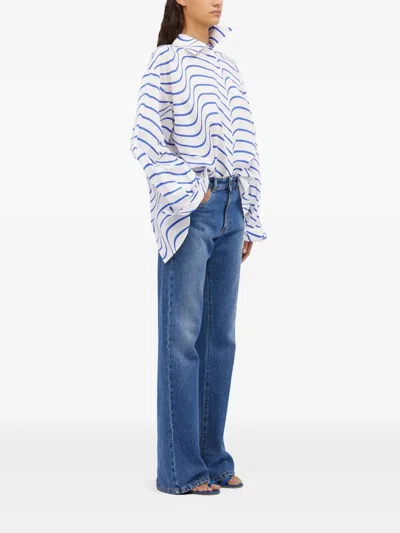 Msgm Printed Shirt In Blue