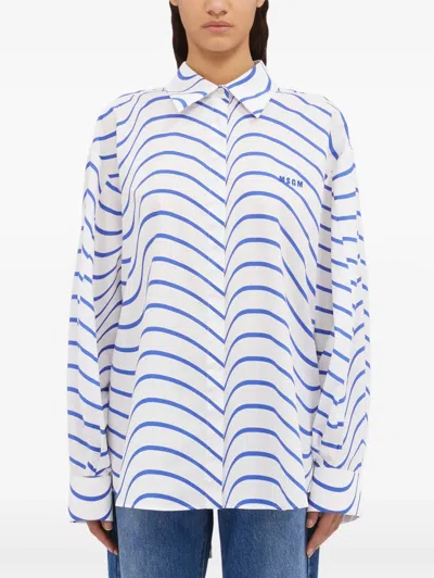 Msgm Printed Shirt In Blue
