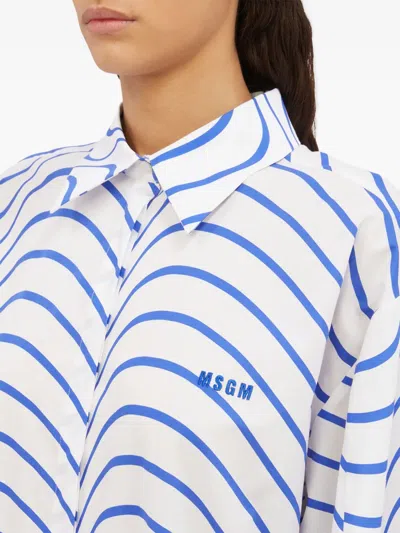 Msgm Printed Shirt In Blue