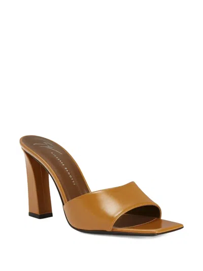 Giuseppe Zanotti 90mm Talia Square-toe Mules In Orange