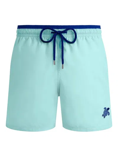Vilebrequin Mens Celadon Moka Logo-embroidered Woven Swim Shorts In Blue