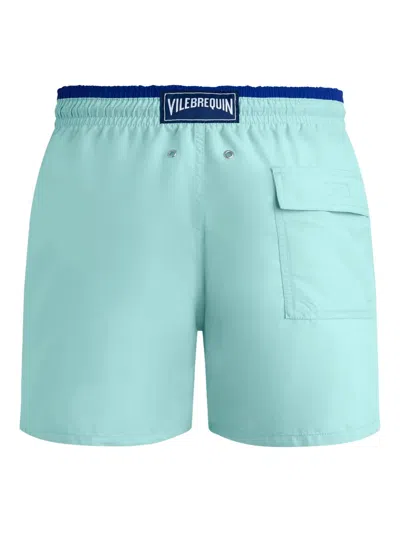 Vilebrequin Mens Celadon Moka Logo-embroidered Woven Swim Shorts In Blue