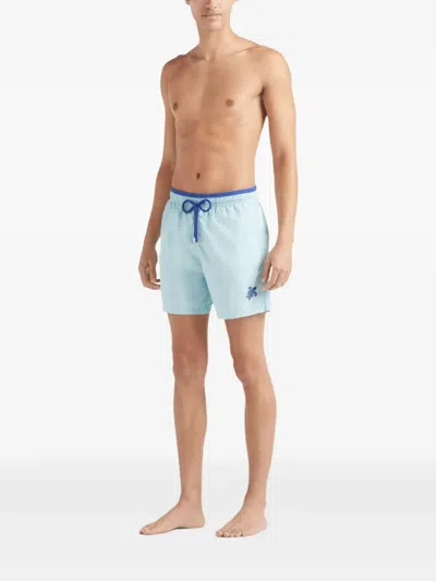 Vilebrequin Mens Celadon Moka Logo-embroidered Woven Swim Shorts In Blue