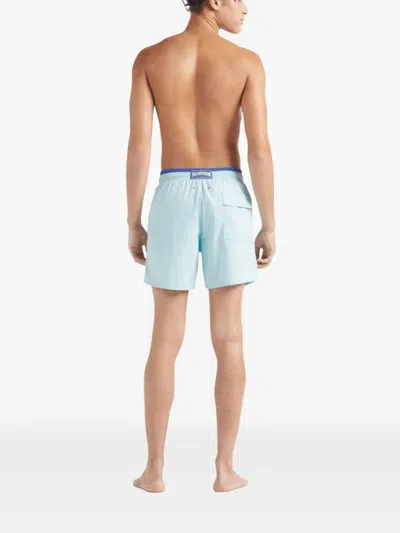 Vilebrequin Mens Celadon Moka Logo-embroidered Woven Swim Shorts In Blue