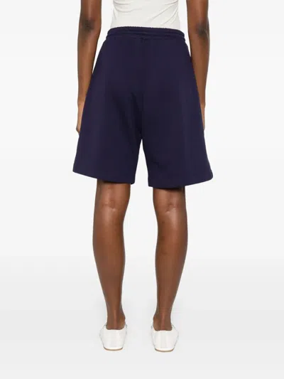 Msgm Embroidered Shorts In Blue