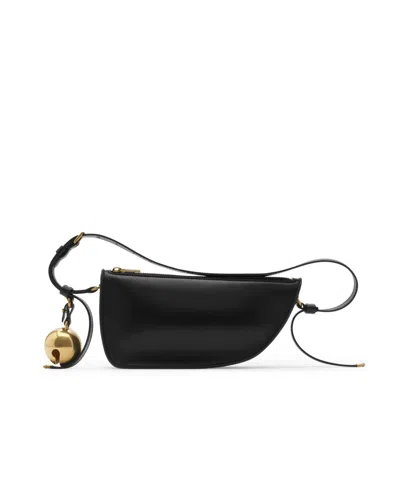 Burberry Compact Leather Shield Crossbody In Black