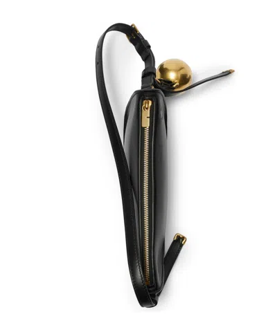 Burberry Compact Leather Shield Crossbody In Black