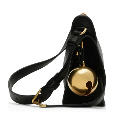 Burberry Compact Leather Shield Crossbody In Black