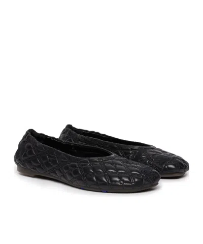 Burberry Quilted Leather Sadler Ballet Flats In Black