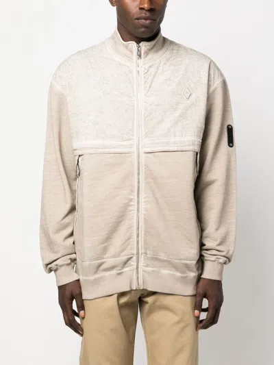 A-cold-wall* Zip-up Washed-cotton Sweatshirt In Neutrals