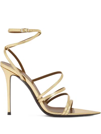 Giuseppe Zanotti Intrigo Strap 105 Sandals In Gold
