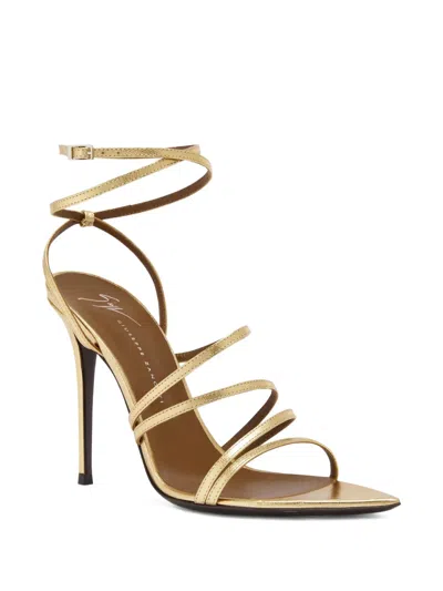 Giuseppe Zanotti Intrigo Strap 105 Sandals In Gold