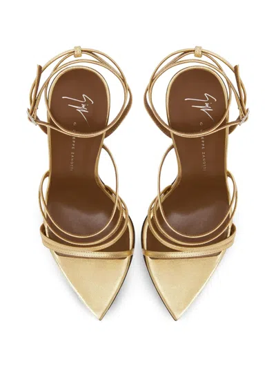 Giuseppe Zanotti Intrigo Strap 105 Sandals In Gold