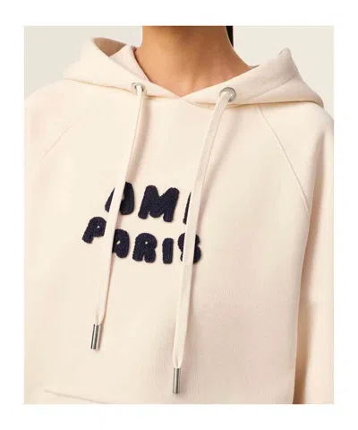 Ami Alexandre Mattiussi Ami Paris Logo Cotton Hoodie In Neutral