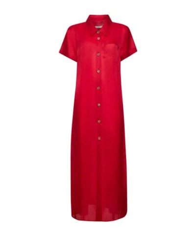 Khaite Effy Silk And Cotton Organza Maxi Dress In Red