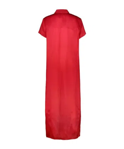 Khaite Effy Silk And Cotton Organza Maxi Dress In Red