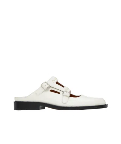 Marni White Leather Bambi 3.0 Loafer With Double Buckle In 00w02 Natural White