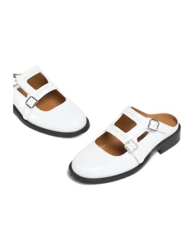 Marni White Leather Bambi 3.0 Loafer With Double Buckle In 00w02 Natural White