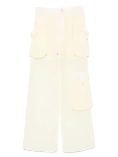 Pinko Straight Cargo Pants In Yellow