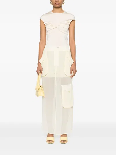 Pinko Straight Cargo Pants In Yellow