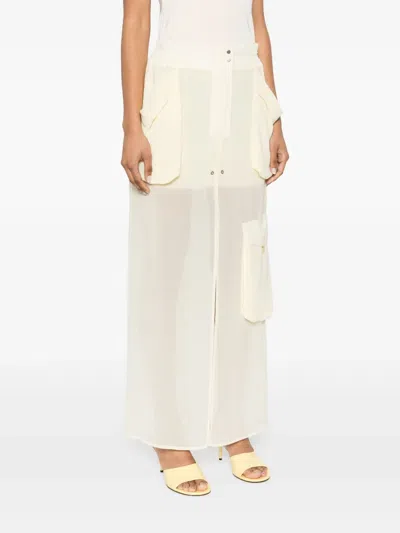 Pinko Straight Cargo Pants In Yellow