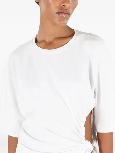 Roberto Cavalli T-shirt Mit Wall-print Und Knoten In White