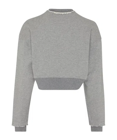 Alexander Mcqueen Alexander Mc Queen Logo Cotton Cropped Sweatshirt In Grey