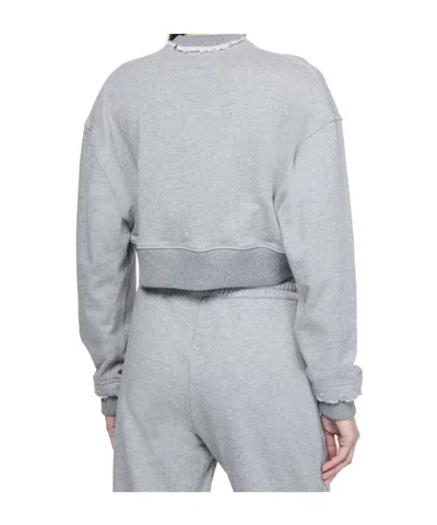Alexander Mcqueen Alexander Mc Queen Logo Cotton Cropped Sweatshirt In Grey