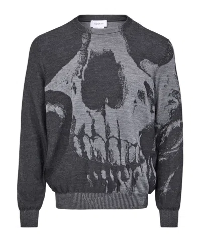 Alexander Mcqueen Alexander Mc Queen Skull Wool Sweater In Grey