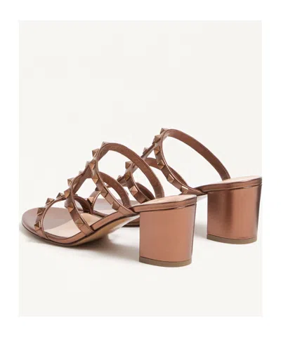 Valentino Garavani Studded Block Heel Leather Sandals In Neutral
