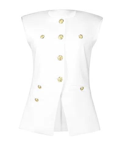 Veronica Beard Tamara Sleeveless Waistcoat In White