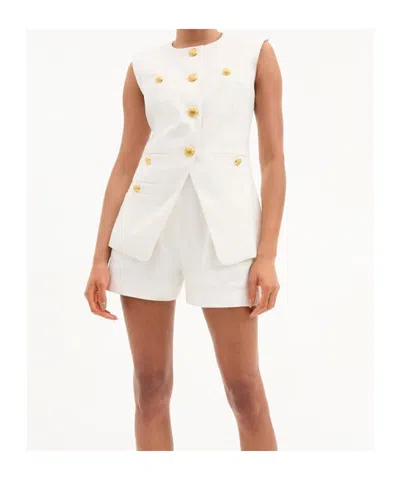 Veronica Beard Tamara Sleeveless Waistcoat In White
