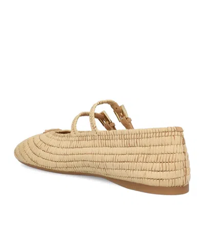 Prada Women Raffia Ballerinas In Brown