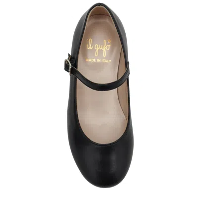 Il Gufo Blue Ballet Flats In Leather With Strap In Black