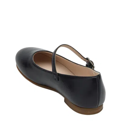 Il Gufo Blue Ballet Flats In Leather With Strap In Black
