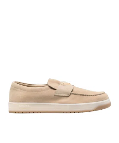 Prada Slip-on Sneakers With Soft Suede Upper In Neutrals