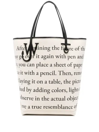 Jw Anderson J. W. Anderson Structured Tote Bag With Contrasting Black Trim In Neutrals