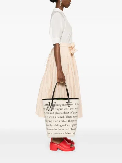 Jw Anderson J. W. Anderson Structured Tote Bag With Contrasting Black Trim In Neutrals