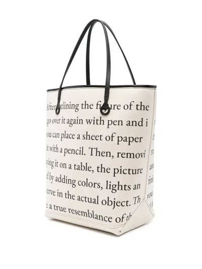 Jw Anderson J. W. Anderson Structured Tote Bag With Contrasting Black Trim In Neutrals
