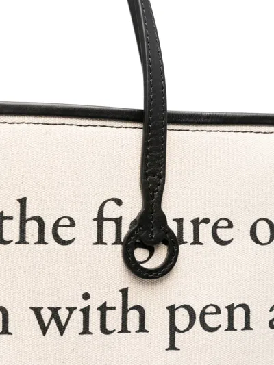 Jw Anderson J. W. Anderson Structured Tote Bag With Contrasting Black Trim In Neutrals