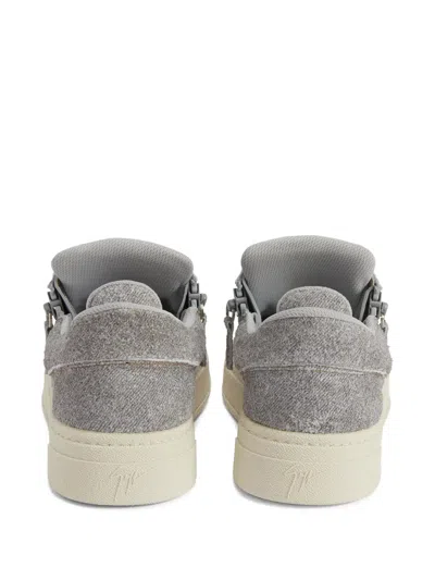 Giuseppe Zanotti Gz94 Brushed-felt And Leather Sneakers In Grey