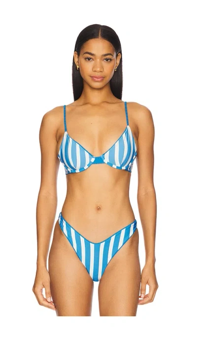Maaji Ocean Blue Dainty Reversible Underwire Bikini Top In Bright Blue