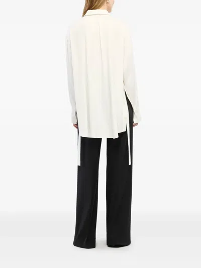 Another Tomorrow Bias Button-side Collared Shirt In White