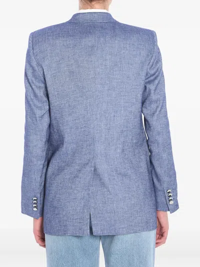 Tagliatore Double-breasted Cotton Jacket With Structured Shoulders In Blue