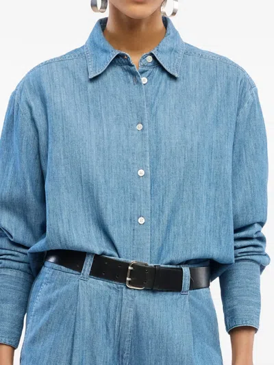 Another Tomorrow Chambray Oversized Button-down Shirt In Blue