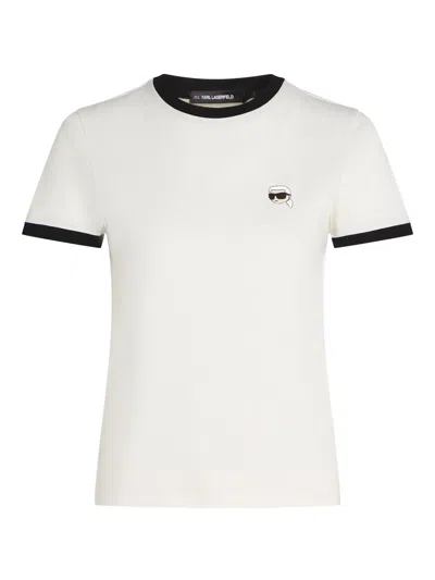 Karl Lagerfeld Ikon Contrast Piping T-shirt In White