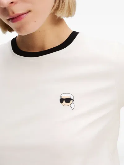 Karl Lagerfeld Ikon Contrast Piping T-shirt In White