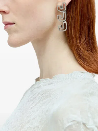 Marc Jacobs Mj Crystal-embellished Earrings In Silver